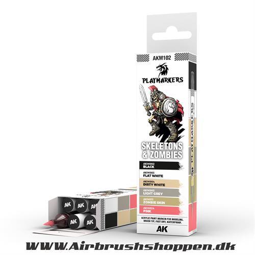 AKM102 -SKELETONS & ZOMBIES – PLAYMARKER SET 6 stk tuscher - AK-Interactive